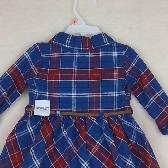 Carter's Baby 2-Peice Flannel Cotton Dress Set Size 12mo in Red Blue Plaid - Picture 9 of 11